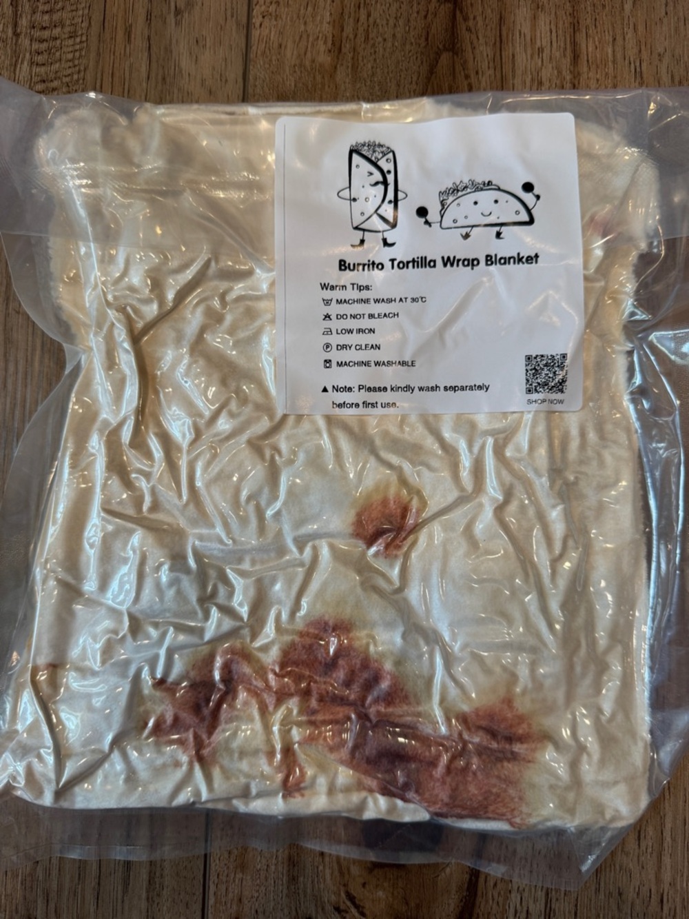 Burrito Tortilla Wrap Blanket - Cream with Brown Print